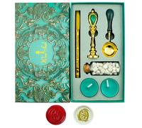 Tampons de cire Alphabet, Ioggtser Tampon à cire Alphabet O comprenant 1 tête en cuivre avec poignée en fer, 60 perles de cire, 1 cuillère de fusion en bois, 2 bougies, 1 stylo à cire