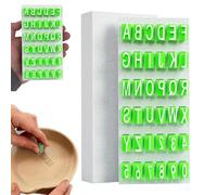 Tampons de l'alphabet pour poterie en argile, timbres, lettres de l'alphabet majuscules et chiffres pour artistes, travaux manuels, bijoux, école, vacances, mariage, décorations de gâteaux