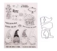 Tampons de Noël - Pochoirs de découpe en métal - En silicone - Pochoirs de gaufrage transparents - Bricolage - Pour fête, invitation, scrapbooking, album photo, cartes en papier
