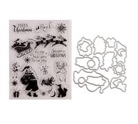 Tampons de Noël - Pochoirs de découpe en métal - En silicone - Pochoirs de gaufrage transparents - Bricolage - Pour fête, invitation, scrapbooking, album photo, cartes en papier