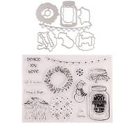 Tampons de Noël - Pochoirs de découpe en métal - En silicone - Pochoirs de gaufrage transparents - Bricolage - Pour fête, invitation, scrapbooking, album photo, cartes en papier