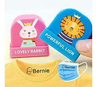 Tampons de nom personnalisés pour vêtements de garderie maternelle, Timbres personnalisés pour enfants, Tampon personnalisé (Lion bleu,44 x 46mm)