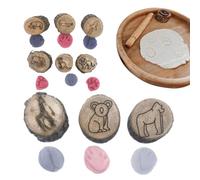 Tampons De Piste D'animaux - Toys De Tampons En Bois Gravés | 3,5x3,5 Cm Small Nature Print Blocks - Artisanment Des Arts Éducatifs Stampers Pour Les Apprentissage En Classe Et Utilisation De