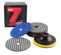 Tampons de polissage diamantés, ZFE 9pcs 4 pouces 100mm tampons de polissage à sec avec plaque de support pour granit béton marbre quartz pierre polissage de comptoir