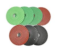 Tampons de polissage flexibles for diamant, grain mixte, Dia 100mm/4 pouces, 7 pièces, compatibles avec le disque ponçage en pierre marbre et granit(7pcs G1500)