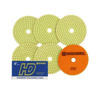 Tampons de polissage humides en diamant, HIGHDRIL 6 pièces 100 mm #200, pour le ponçage du granit et du marbre, utilisé sur une meuleuse ou une polisseuse