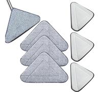 Tampons de remplacement de vadrouille triangulaire, 6PCS Têtes de vadrouilles en microfibre rotatif à 360 °, têtes de remplacement de vadrouille de nettoyage réglable pour nettoyage de fenêtre de pla
