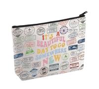 Tampons de voyage - Trousse de maquillage - Destination de voyage - Cadeau pour les amateurs de voyage à la campagne, Somewhere New, Non