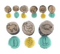 Tampons Empreintes D'Animaux,Kit Tampons Jeux Ludiques | Tampons Empreintes Bois, Kit Créatif Jouets Éducatifs Maternelle pour Anniversaire et Scrapbooking