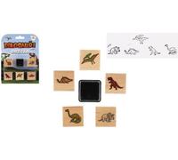 Tampons en bois 5+1 avec coussin dinosaures 3x3cm