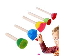 Tampons en éponge, fournitures de peinture de 5 pièces pour dessiner, pinceaux de peinture éponges, rose, vert, vert foncé, jaune et pour enfants dessins