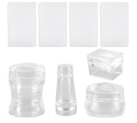 Tampons en Silicone pour Nail Art, 4 tailles différentes, | Corps transparent avec grattoirs à double tête pour des styles et des motifs de manucure créatifs pour le salon ou