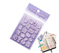 Tampons En Silicone Transparent | Décor Transparent Mignon en Silicone avec Poignée Acrylique,Set De Tampons Journaling,pour lecture bibliothèque classeur fabrication carnet agenda cartes album photo