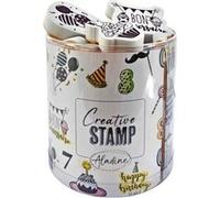 Aladine - 35 Tampons Anniversaire avec Encreur Noir - Pour Personnaliser Cartes & Invitations d'Anniversaire, Paquest Cadeau, Loisirs Créatifs - Encreur Noir Inclus - Gâteau Chiffre Numéro - 03745