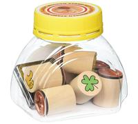 Gollnest & Kiesel Timbres motivationnels en bois – Trèfle à quatre feuilles, smiley, tampon encreur