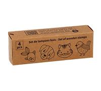 Artemio Set Tamp Wood Kraft Box Animals Garden tampons, Multicolore, Taille unique