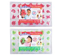 Tampons g ants READY 2 LEARN - Alphabet - Majuscules et Minuscules - Lot de 56 - Tampons en mousse faciles tenir pour enfants - Tampons d'art e