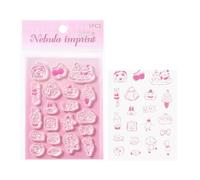 Tampons Journaling - Silicone clair décoratif mignon avec manche acrylique - Set De Tampons Journaling - Pour Lecture Livres Bibliothèque Planner Cartes Album Photo