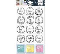 Tampons - Loisirs créatifs - Scrapbooking - Couronnes mois - 12 pièces + 3 encreurs - Aladine