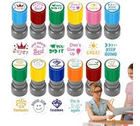 Tampons pour enseignants - Tampons pour enseignants pour salle de classe | 12 tampons d'enseignant triés pour la salle de classe | Timbres d’enseignant pour la notation | Timbre auto-encreur | Tampons