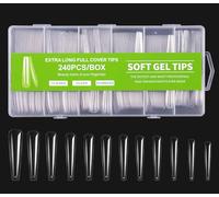 Tampons Pour Ongles - Tampons Carrés Effilés 240PCS Xxl Tampons Pour Ongles Acrylique Tampons Pour Faux Ongles Boîte De 12 Tailles (Ballet extra long, Taille unique)