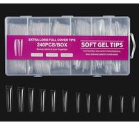 Tampons Pour Ongles - Tampons Carrés Effilés 240PCS Xxl Tampons Pour Ongles Acrylique Tampons Pour Faux Ongles Boîte De 12 Tailles (Ongle trapézoïdal français, Taille unique)