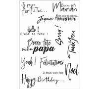 Tampons pour scrapbooking - 11 x 16 cm - Avec mots français - En silicone transparent - Pour scrapbooking, album photo - Tampon décoratif transparent