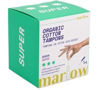 Tampons primés 100 % coton bio à glissement facile avec applicateur compact à base de plantes | Emballage biodégradable | 54 pièces, sans parfum, sans chlore, sans toxines | SuperTampon | par Marlow