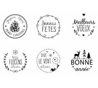 Tampons transparents, 11 x 16 cm, mots français avec saison de Noël, tampon en silicone transparent pour scrapbooking, album photo, artisanat décoratif