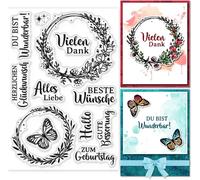Tampons Transparents En Silicone Avec Dictons Allemands Et Papillons Pour Scrapbooking Mots Émotionnels Allemands Tampons Transparents Pour La Fabrication De Cartes Journal Album Photo