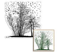 Tampons transparents en silicone pour la fabrication de cartes et le journal, motif arbres et oiseaux - Tampons en caoutchouc pour scrapbooking, cartes, album, fournitures d'artisanat