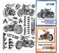 Tampons Transparents En Silicone Pour Moto Scrapbooking Pneus De Moto Flammes Tampons Transparents Pour La Fabrication De Cartes Journal Décoration 8.3x5.8pouces