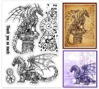 Tampons Transparents En Silicone Steampunk Dragon Pour Bricolage Scrapbooking Gears Fond D'horloge Tampons Transparents Album Photo Fabrication De Cartes Décoratives