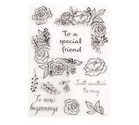 Tampons transparents pour journal intime, 15 x 21 cm, motif fleurs à un ami spécial, tampon transparent pour la fabrication de cartes, le scrapbooking et les loisirs créatifs en papier