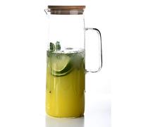 TAMUME 1.5 Litre Pichet d'Eau avec Couvercle en Bambou, Design Droit Cruche d'Eau