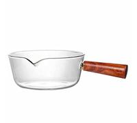 TAMUME Casserole en Verre avec Poignée en Bois, Casserole en Verre ou Casserole à Lait avec Poignée (600ml)