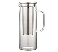 TAMUME Pichet à Eau en Verre Avec Filtre en Acier Inoxydable, 1200ML Cafetière à Infusion Froide avec Filtre à Mailles