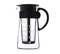 TAMUME Théière en Verre Infusion Froide Cafetière avec Infuseur en Maille d'Acier Inoxydable et Mesures d'Échelle (650ML)