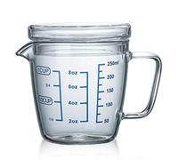 TAMUME Verres Doseur 250ml Pichet à Mesurer en Verre Tasse à Mesurer à Micro-ondes avec Couvercle (250ML)