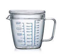 TAMUME Verres Doseur 500ml Pichet à Mesurer en Verre Tasse à Mesurer à Micro-ondes avec Couvercle (500ML)