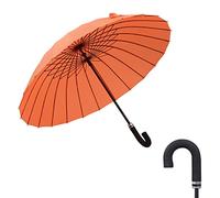 TAMUNI Parapluie Sunny super large renforcé anti-vent et anti-tempête Parapluie à tige droite 24 os rencontre la floraison de l'eau Parapluie à long manche, Orange