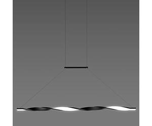 TAMYUSE Éclairage Suspendu linéaire Noir à LED Éclairage de Lustre à Vague 46W avec Cordon réglable Suspension en Aluminium pour Salle à Manger Îlot de Cuisine Salle de Petit-déjeuner Salon