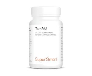 Tan-Aid - Accélérateur de bronzage naturel - Formule Mélanine brevetée - Prolongateur de bronzage - Teint Hâlé & Naturel - 100% Vegan - Sans OGM - 60 Gélules - Supersmart