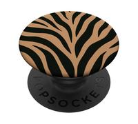 Tan and Black Zebra Stripe Safari Pattern PopSockets PopGrip Adhésif