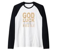 Tan Color God, Luck and Hustle Tan Graphic Manche Raglan