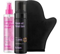 b.tan Lovers Self Tanner Bundle | Love at First Tanning Mousse to Knock Out Orange Tones with You Glow Girl Face + Body Gradual Self Tan Mist Plus Self Tan Tan Mitt | Glow Forth Boldy & Save