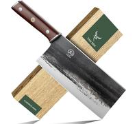 TAN REN Feuille de boucher, Couteau de chef chinois acier au carbone, 20.5CM Lame couteau de chef professionnel, Couteau de cuisine couperet, Couteaux cuisine adapté aux Fruits, Légumes et Viande