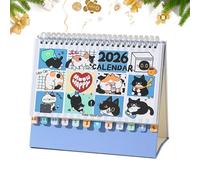 Tanakeji Calendrier de bureau 2026 - À spirales - Calendrier en papier de 12 mois - Pour les amoureux des animaux - Pour la planification de bureau, la décoration, l'organisation pour la maison