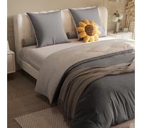 Tanant Parure de lit 4 pièces 160 x 200 cm, 1 Housse de Couette, 1 Drap-Housse et 2 taies d'oreiller, en Tissu Polyester, 4 Cordes d'angle pour la Fixation