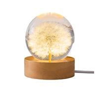 Tanant Veilleuse LED en Cristal de Fleur Préservée, Lampe de Nuit Boule de 6 Cm avec Base en Bois, Lumières D'ambiance, Décorations Cadeaux pour Amoureux, Hommes, Femmes, Garçons,
